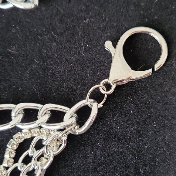 Rhinestone Chain & Silver Tone Chain Layered Belt 32" - Picture 6 of 7